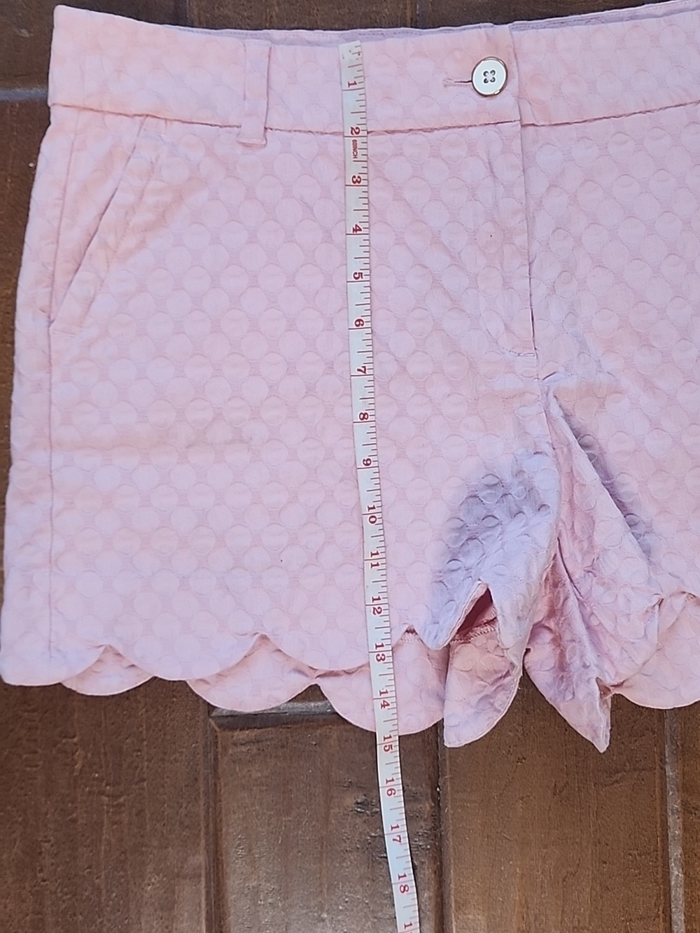 Crown And Ivy Womens Pink Plus Size Mid Rise Textured Scalloped Hem Shorts - Picture 12 of 14